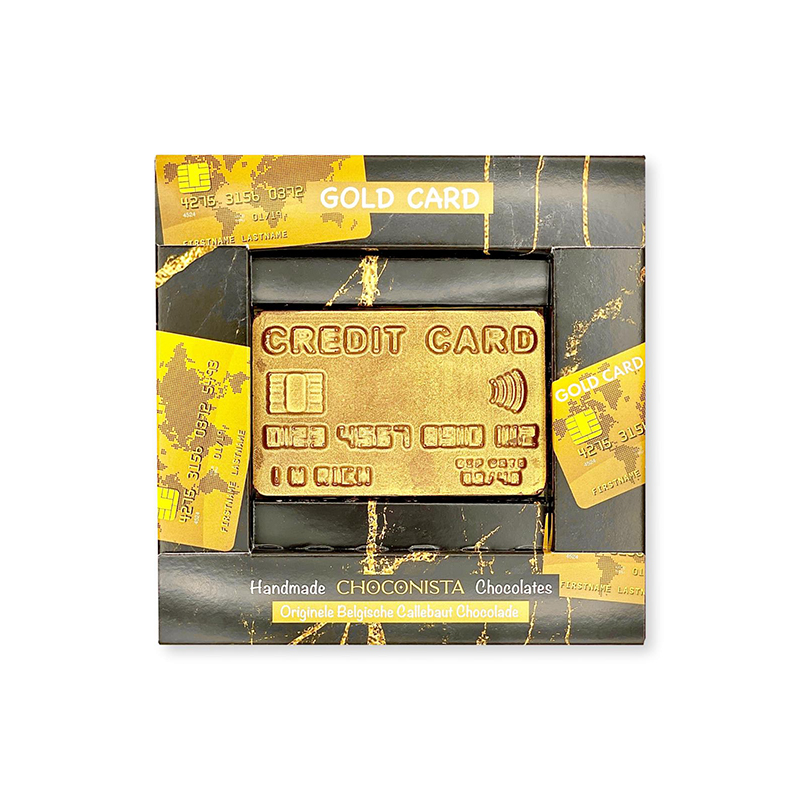 Premium chocoladecadeau in feestelijke verpakking van CHOCONISTA: Gold card.