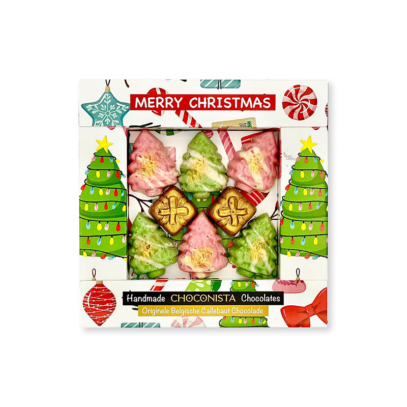 Premium chocoladecadeau in feestelijke verpakking van CHOCONISTA: Merry Christmas (uitdeeldoos).