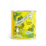 Zesty and full of character. Funky Ouma Lemon and Herb Salt with black lemon powder is perfect on chicken, potatoes, fish, salads and more. 100% natural.