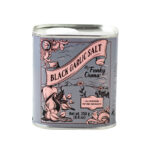 Funky Ouma Black Garlic Salt: deep, smoky flavour with black garlic and onion. Use as a rub, a seasoning or a finishing touch. 100% natural ingredients.